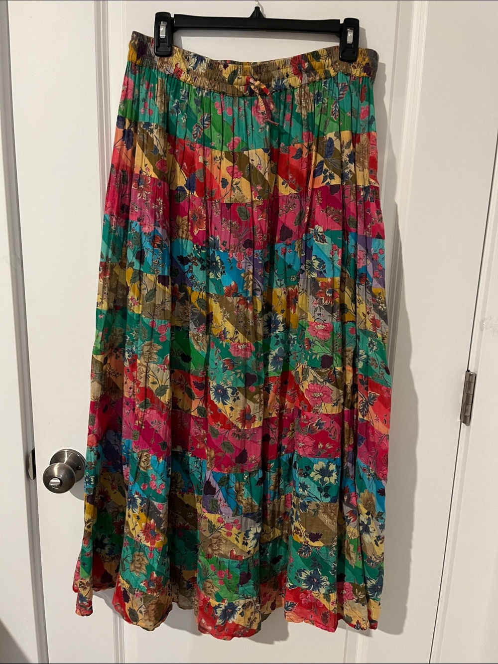 Source Unknown Multicolor Floral Pleated Maxi Skirt